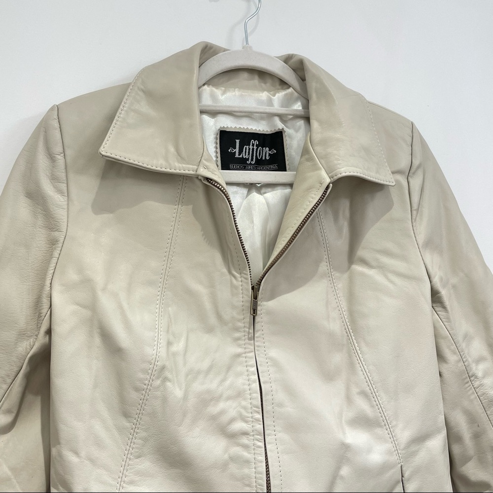 Vintage Cream Leather Jacket